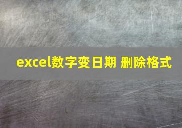 excel数字变日期 删除格式